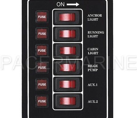 Vertical Black Switch Panel – 6 Gang Fused