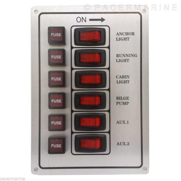 MARINE 6 GANG FUSE SWITCH PANEL - SILVER