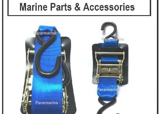 2 X Transom Ratchet Straps 50mm Adjusts 40cm to 140cm